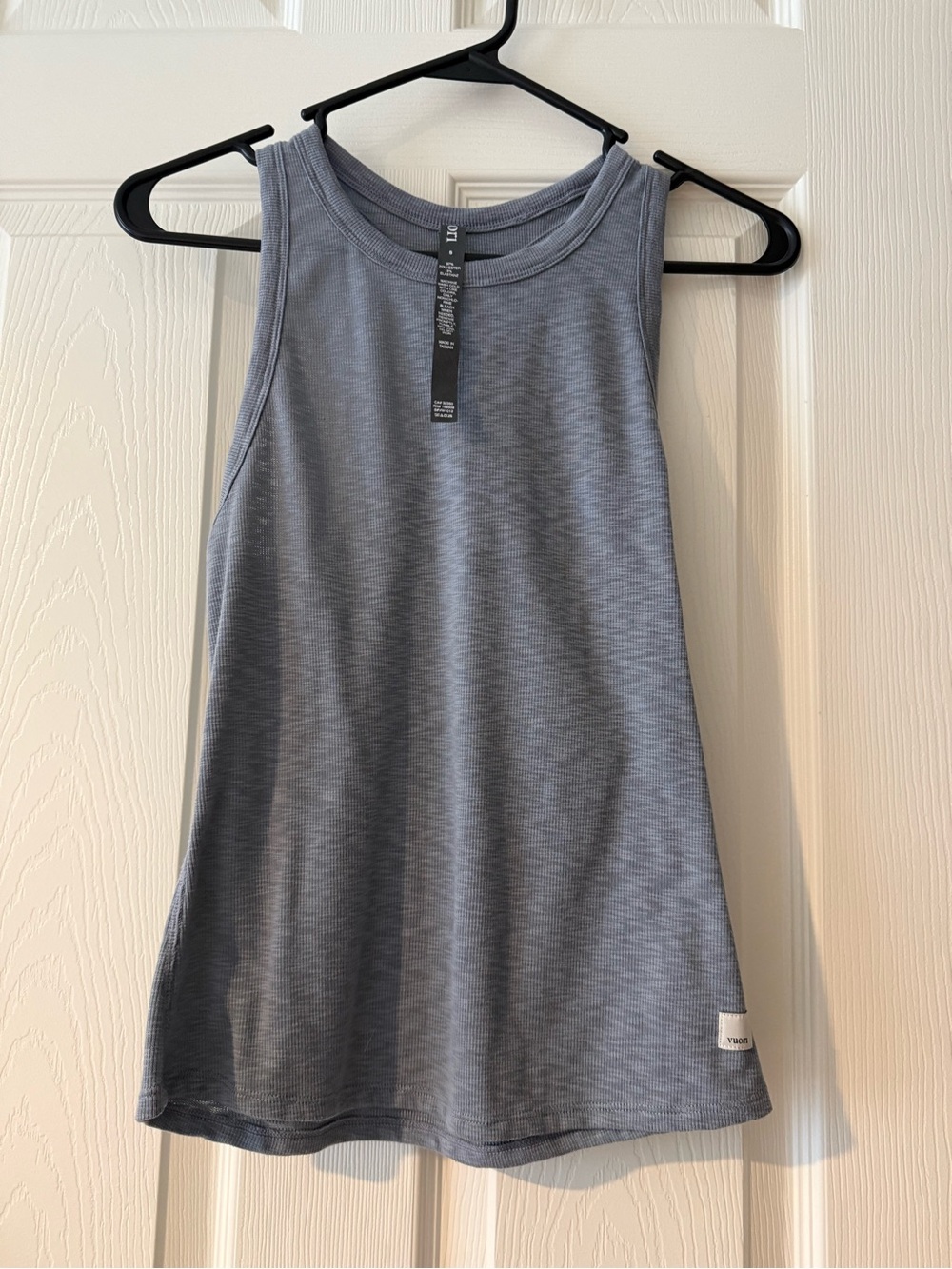 Vuori Ribbed Sleeveless Tank Top in Heather Blue-Gray